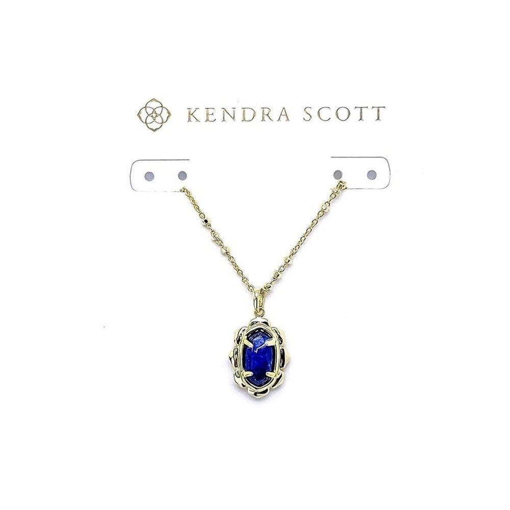 Kendra Scott Piper Pendant Necklace Gold Blue Lapis NWT $65    POUCH And Box - Picture 9 of 9